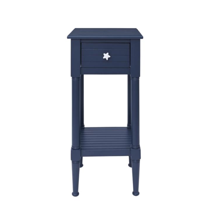 Navy Wood Coastal Compact Accent Table