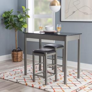 Gray and Black 3-pc. Stool and Table Set