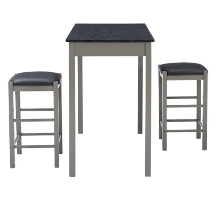 Gray and Black 3-pc. Stool and Table Set