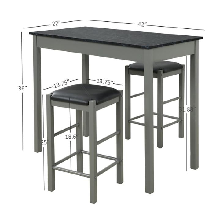 Gray and Black 3-pc. Stool and Table Set