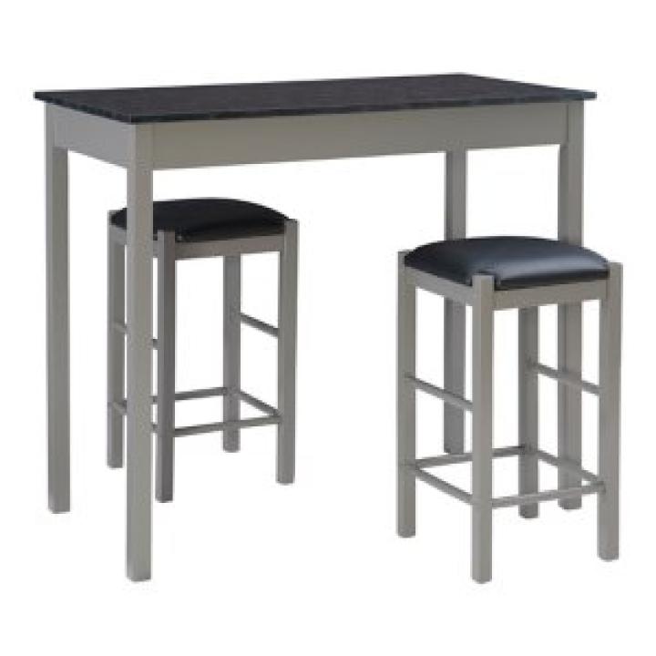 Gray and Black 3-pc. Stool and Table Set