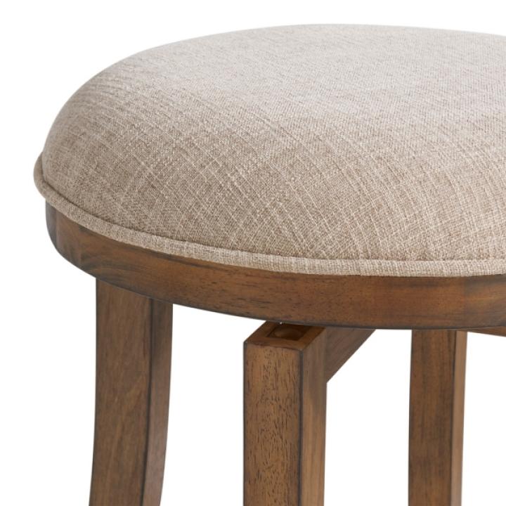 Natural Linen Barrel Base Swivel Counter Stool