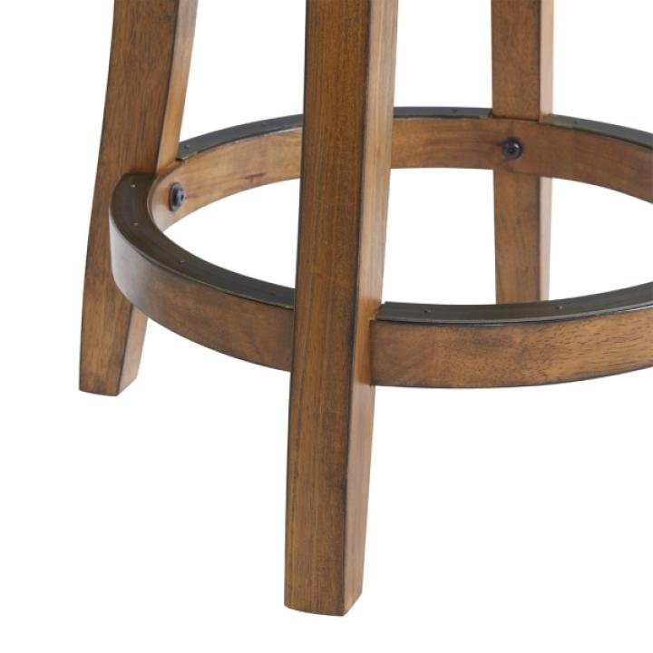 Natural Linen Barrel Base Swivel Counter Stool