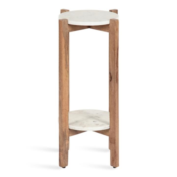 Natural Wood and Marble Moxley Accent Table