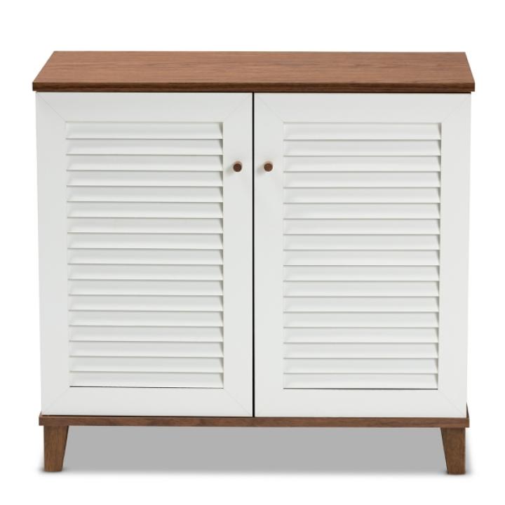 Collier Two-Tone Slatted Shoe Storage Cabinet