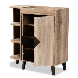 Rustic Oak Open Shoe Storage Cabinet