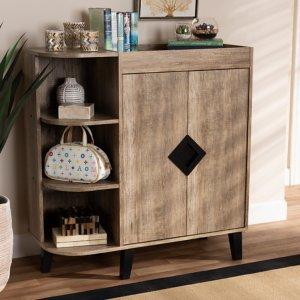 Rustic Oak Open Shoe Storage Cabinet