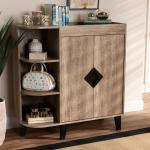 Rustic Oak Open Shoe Storage Cabinet