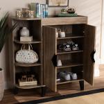 Rustic Oak Open Shoe Storage Cabinet