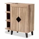 Rustic Oak Open Shoe Storage Cabinet