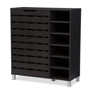 Aldrich Black Slatted Shoe Storage Cabinet
