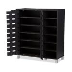 Aldrich Black Slatted Shoe Storage Cabinet