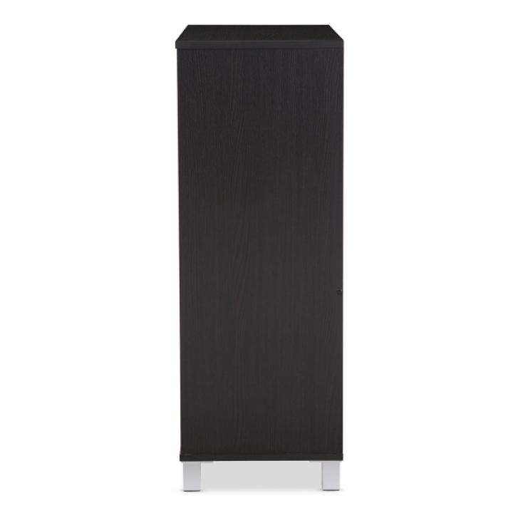 Aldrich Black Slatted Shoe Storage Cabinet