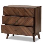Sabrina Walnut Wood 3-Drawer Chest