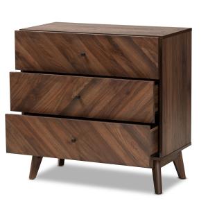 Sabrina Walnut Wood 3-Drawer Chest