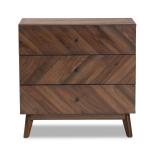 Sabrina Walnut Wood 3-Drawer Chest