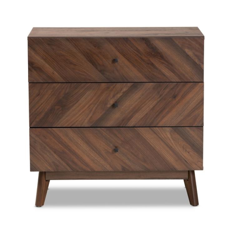 Sabrina Walnut Wood 3-Drawer Chest