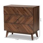 Sabrina Walnut Wood 3-Drawer Chest