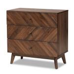 Sabrina Walnut Wood 3-Drawer Chest