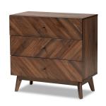 Sabrina Walnut Wood 3-Drawer Chest