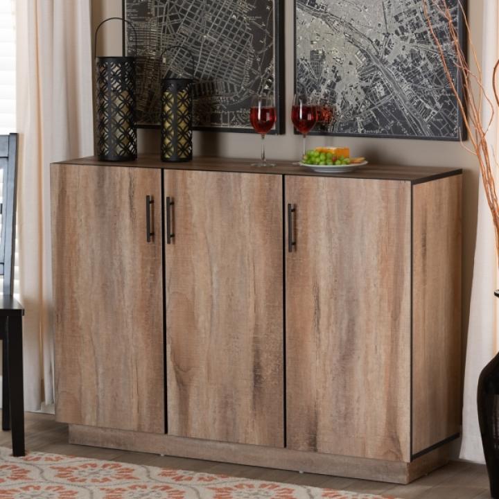 Stella Contemporary Oak 3-Door Cabinet