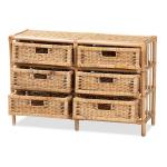 Natural Boho Rattan Weave Storage Cabinet
