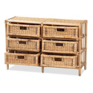Natural Boho Rattan Weave Storage Cabinet