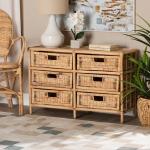 Natural Boho Rattan Weave Storage Cabinet