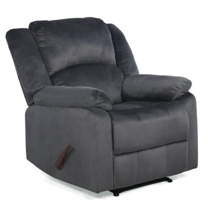 Flannel Gray Overstuffed Pull Recliner