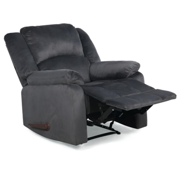 Flannel Gray Overstuffed Pull Recliner