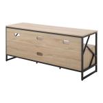 Natural Wood and Black Steel Media Stand