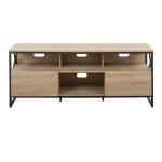 Natural Wood and Black Steel Media Stand