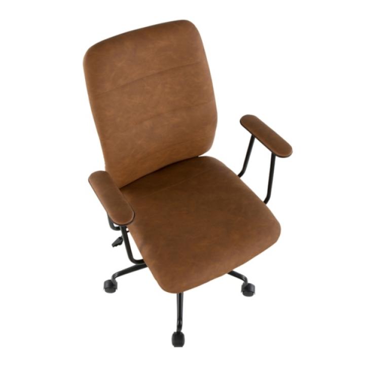 Brown Tufted Faux Leather Office Chair