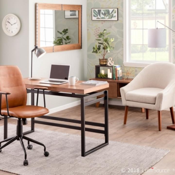 Brown Tufted Faux Leather Office Chair