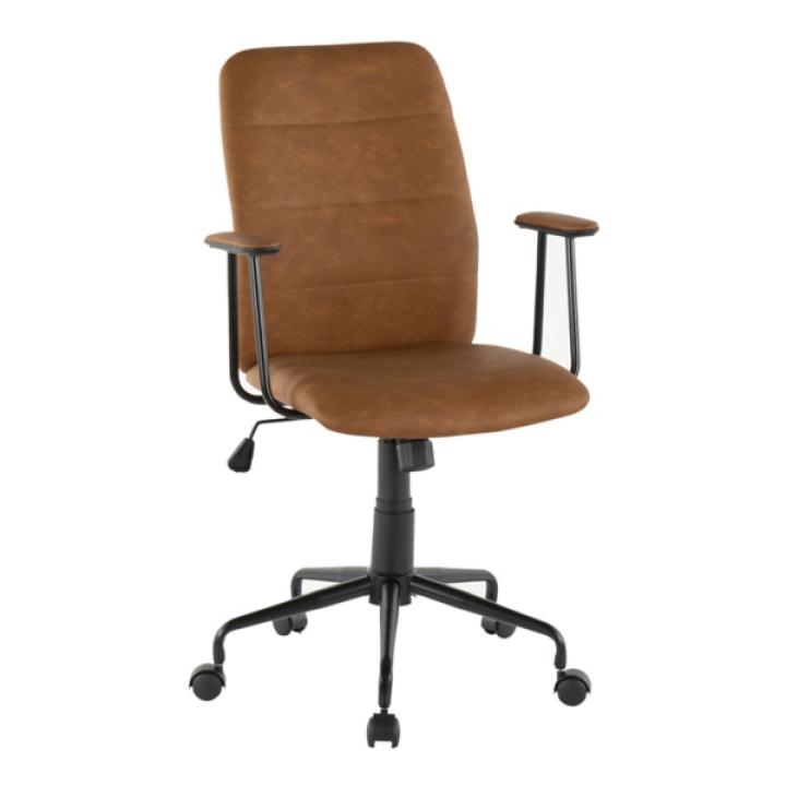 Brown Tufted Faux Leather Office Chair