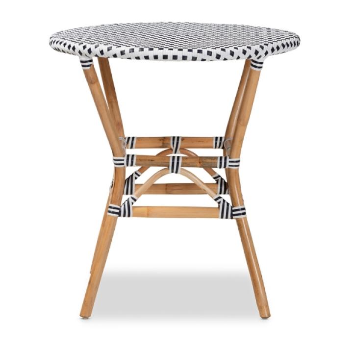 Black Woven Rattan French Bistro Dining Table