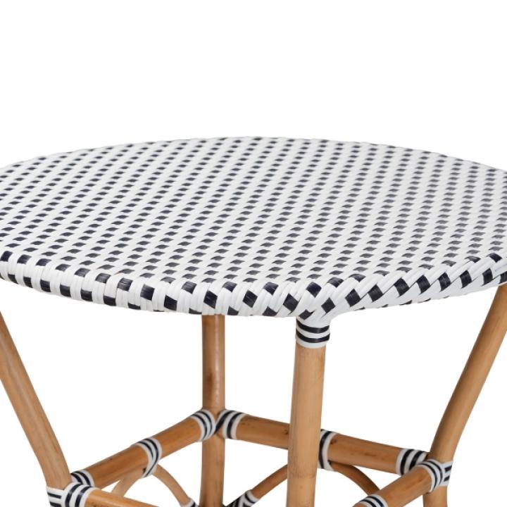 Black Woven Rattan French Bistro Dining Table