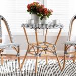 Black Woven Rattan French Bistro Dining Table