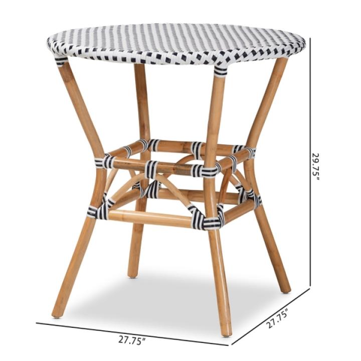 Black Woven Rattan French Bistro Dining Table