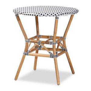 Black Woven Rattan French Bistro Dining Table