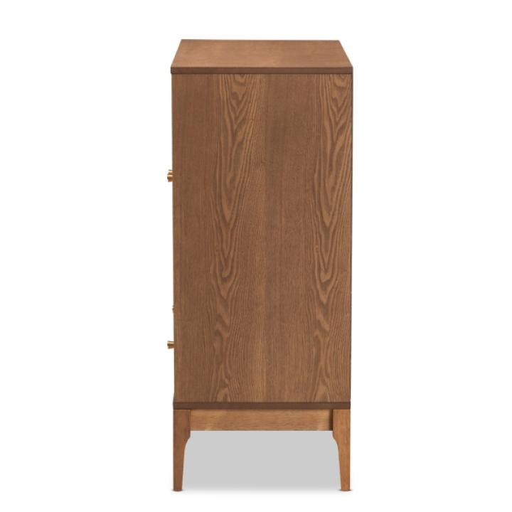 Mid-Century Modern Rattan Walnut Cabinet