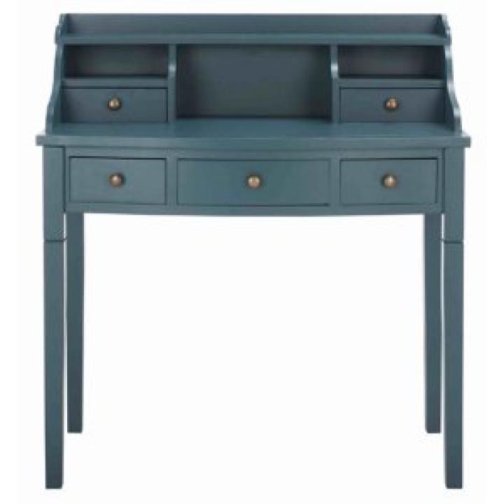 Blue Wood 5-Drawers Desk