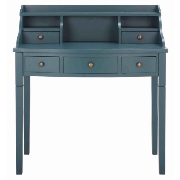 Blue Wood 5-Drawers Desk