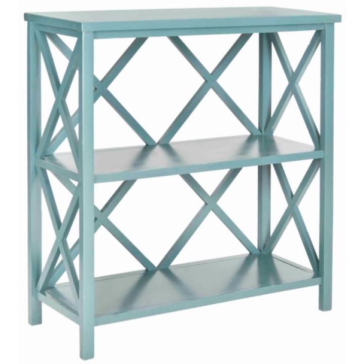 Turquoise Trellis Pine Wood Bookcase
