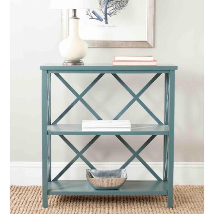 Turquoise Trellis Pine Wood Bookcase