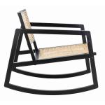 Black Wood and Natural Rattan Rocking Chair