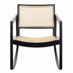 Black Wood and Natural Rattan Rocking Chair