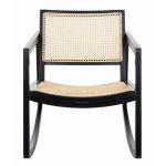 Black Wood and Natural Rattan Rocking Chair