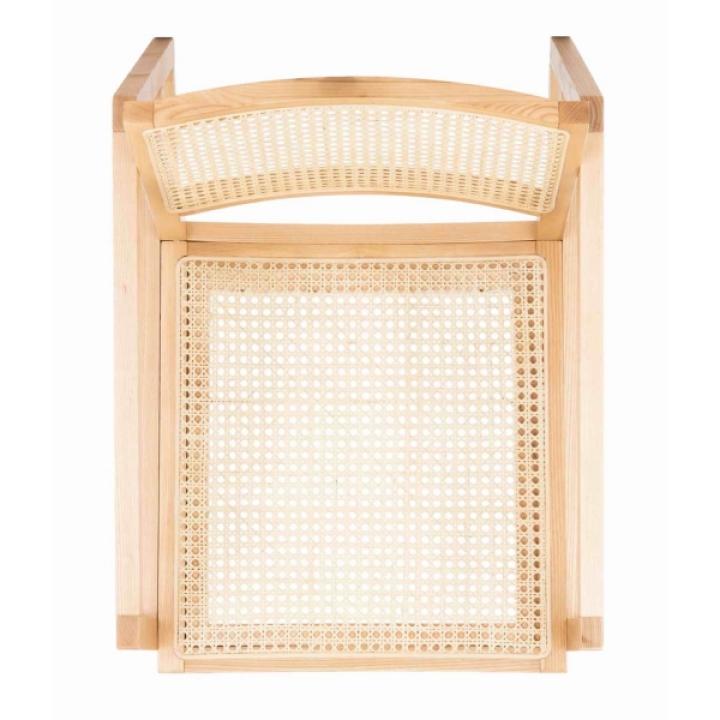 Natural Wood and Rattan Rocking Chair