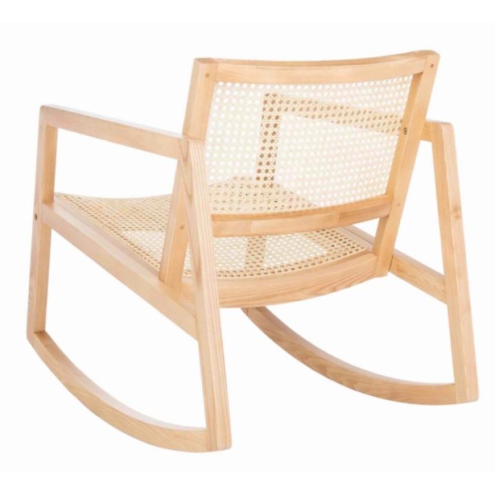 Natural Wood and Rattan Rocking Chair